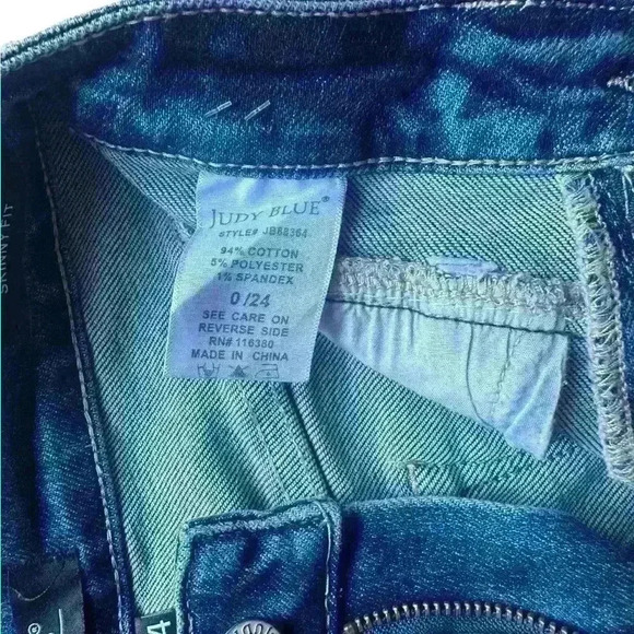 Judy Blue Jean Women size 0/24 Skinny Fit Austen High Rise Western Yoke Like New - Picture 8 of 10